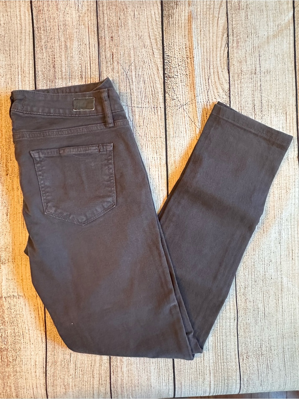 PAIGE Skyline Skinny Jeans Brown Stretch Denim Size 27